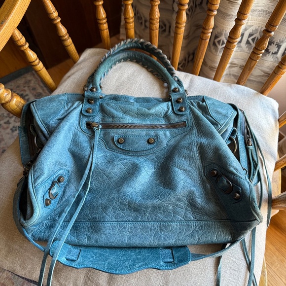BALENCIAGA Spring 2005 City Bag Teal Blue, Chevre Leather - Rare, HTF Color! - Picture 3 of 16